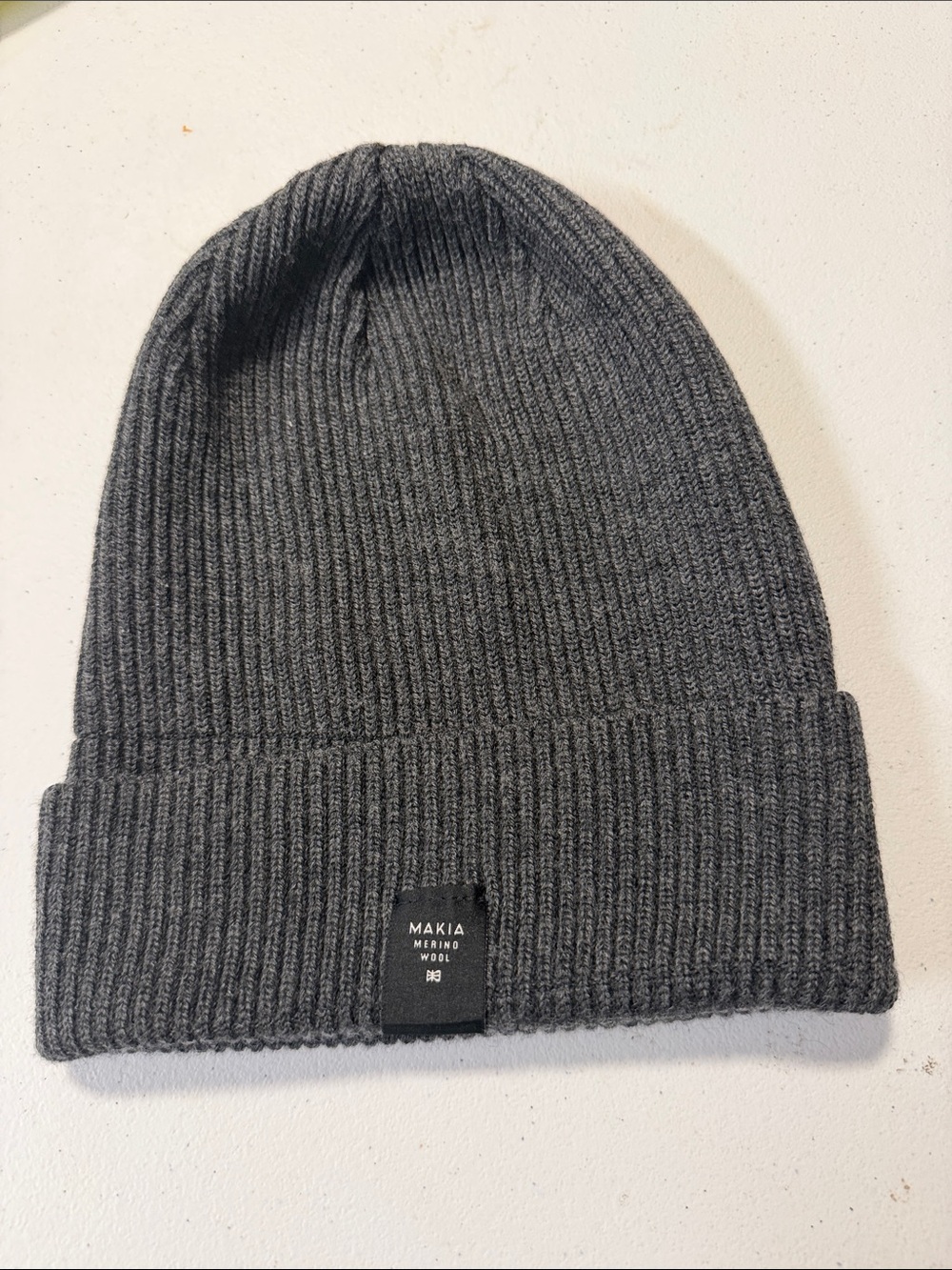 Makia Ribbed Merino Wool Beanie - Charcoal Gray